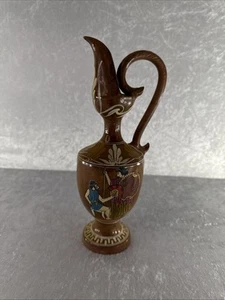 Vintage Griechische Keramik Vase Kanne Hand Made in Greece Braun & Creme Sammler - Bild 1 von 8