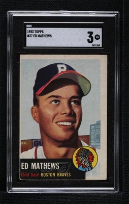 1953 Topps Eddie Mathews Ed Mathews #37 SGC 3 HOF - Imagem 1 de 2