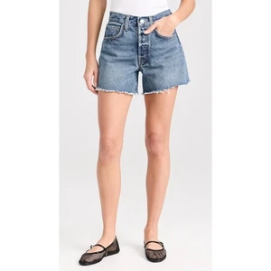 Agolde Shorts Damen 25 blau Medium Wash Denim Parker lang abgeschnitten Jeansshorts - Bild 1 von 9