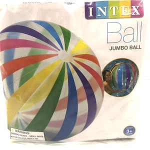 Intex Jumbo Inflatable Beach Ball 42" (1.07m) #59065EP Colorful Rainbow Stripes - Picture 1 of 5