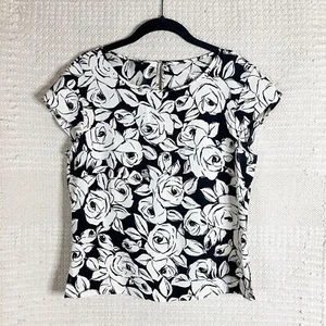 ESCADA Seidentop creme und schwarz rosa geblümt 38 M - Bild 1 von 9