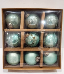 Lametta & Tanne Kugel Stil Quecksilber Glas Crackled Aqua Grün Weihnachtsschmuck - Bild 1 von 2