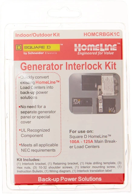Square D HOMCRBGK1C Homeline 100A Load Center Generator Interlock Kit