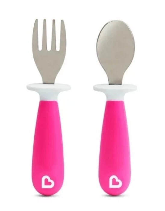 Munchkin Raise Toddler Fork and Spoon Set, 12+ Months, BPA Free, Pink - Image 1 of 1