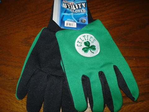 Boston Celtics Gloves Sports Logo Utility Work Garden NEW Colored Palm Cover