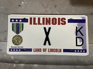 ILLINOIS LICENSE PLATE SINGLE LETTER X KD KOREAN SERVICE - Picture 1 of 1
