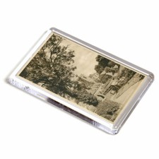 FRIDGE MAGNET - Vintage Lincolnshire - Village and Church, Corby (a)