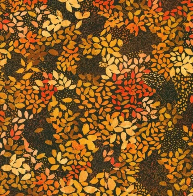 Fall-colored Leaves, Chocolate, Autumn Fabric, Sunlit Garden, Robert Kaufman - Image 1 of 1