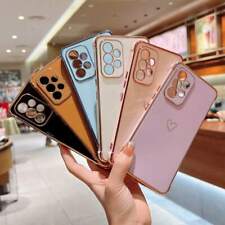 Plated Glossy Heart TPU Phone Case Cover For Samsung A13/A52/A53/S21/S22 Ultra
