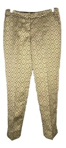 Talbots Petites Gold And Black Patterned Lined Tapered Pants Size 2P - Picture 1 of 4
