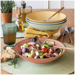 Crafted Dinner Bowl Set 4 Piece Soup Pasta Food Bowl Container Stoneware Made - Picture 1 of 5