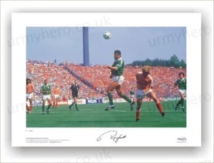 Paul McGrath HAND SIGNED Ireland 1988 Euros Ltd Edition Print ASTON VILLA *COA* - Picture 1 of 4