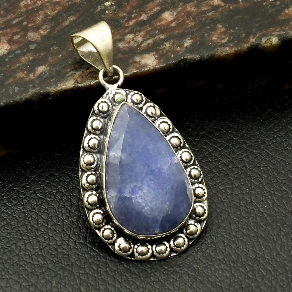 Pingente feminino simulado de pedra preciosa de safira feito à mão 1,8" AP-42469 - Imagem 1 de 1