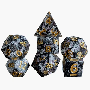 DND Dice Set Butterfly 7pcs Game Die Sharp Edge Resin Druid Plastic D20 TTRPG - Picture 1 of 4