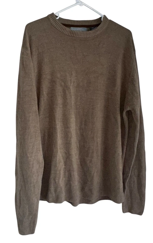 Suéter Oscar De La Renta Para Hombres Tejido Apretado Cuello Redondo Talla XXL Champiñón Marrón Preppy  Foto 1 de 4