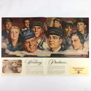 1946 Pennsylvania Railroad VINTAGE PRINT AD 2-pg Conductor Engineer Mechanic - Picture 1 of 4