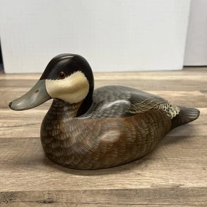Señuelo de madera artesanal de pato Ruddy Hen 11” x 5” firmado pintado a mano - Imagen 1 de 10