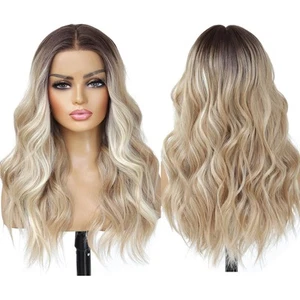 Ash Blonde Balayage Blonde Lace Front Wig, Middle Part 20 Inch HD Lace Wig, D... - Bild 1 von 7