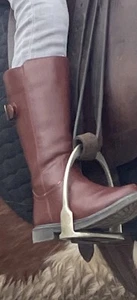 Girls Kids Tall Brown Buckle Boots Size 10 Calf High Toddler Winter - Picture 1 of 6