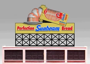 SUNBEAM BREAD ANIMATED ROOFTOP SIGN FOR O-SCALE-LIGHTS, BLINKS,MORE! GREAT! - Picture 1 of 1