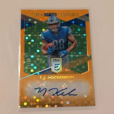 2019 Donruss Elite T.J. Hockenson Orange Century Rookie Auto /25 Vikings Lions - Image 1 of 2