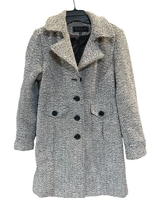 Abrigo de lana Giacca blanco y negro espiga ajustado mediano Foto 1 de 4