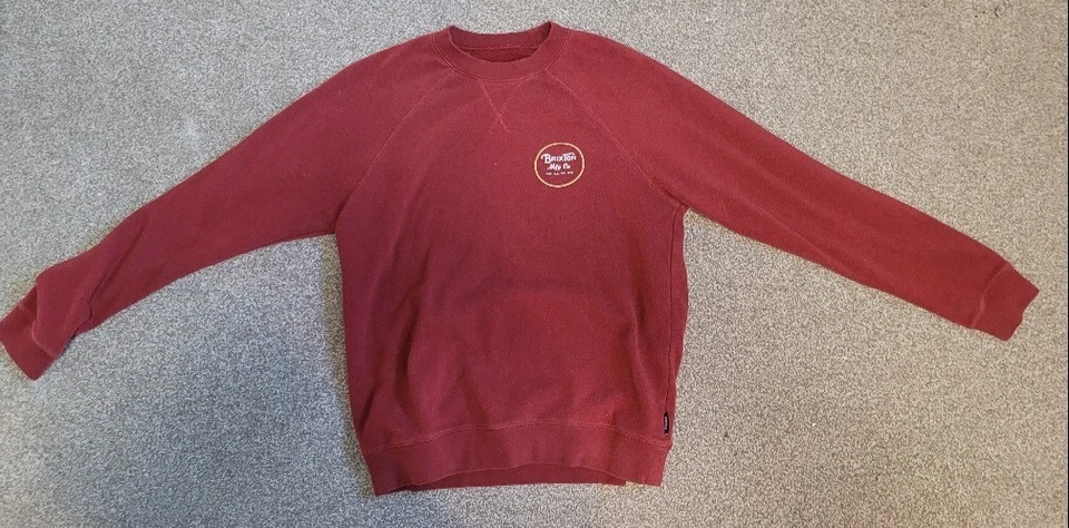 Brixton Crewneck Sweatshirt Pullover Burgundy Graphic Print Men's Small - Image 1 of 4