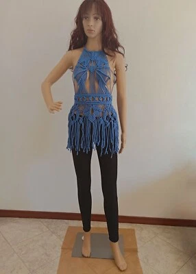 Abito Ricamato In Macramè, Fatto A Mano, Un Modello Esclusivo, Abito Estivo - Immagine 1 di 4