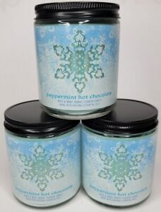BATH & BODY WORKS (LOT OF 3) PEPPERMINT HOT CHOCOLATE 1 WICK SCENTED 7 OZ...