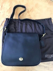Coach Vintage 9525 Stewardess Bag Black Glovetanned Crossbody shoulder Bag - Picture 1 of 10