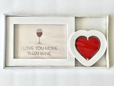 Marco de fotos de San Valentín corazón giratorio te amo más que imagen de vino  Foto 1 de 4
