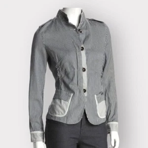 Desigual Blazer Jacke anthrazit Londres Damen Größe 38 S gestreift Rohkante Baumwolle - Bild 1 von 10