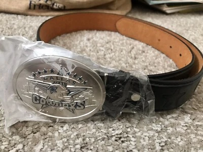 Cinturón Dallas Cowboys NFL Fútbol Negro Cuero Genuino M Foto 1 de 4