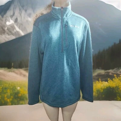 Chaqueta Atlética Eddie Bauer 1/4 Cremallera Verde Pullover Top Mujer Talla Mediana Foto 1 de 4
