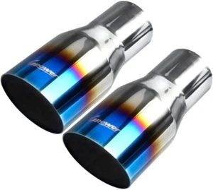 Paquete de 2 puntas de escape azul quemadas 2,5" entrada 3,5" salida 7,75 largo 304 Sta - Imagen 1 de 7