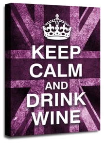 Large Keep Calm Art Print Quote Red White Blue Drink Wine Framed Wall Picture - Picture 1 of 6