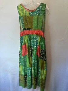 Vintage Design Haus Schürzenkleid Trägerkleid Wickeloptik S/M Patchworkoptik Baumwolle Taschen - Bild 1 von 5