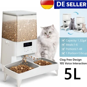 PETEMPO 5L Katzenfutter Automatischer Futterspendermit Ton-Aufnahmefunktion DE