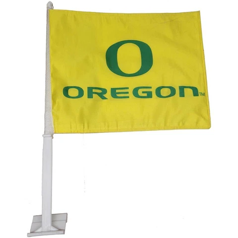 Oregon Ducks Car Flag - Yellow with Green O Cover