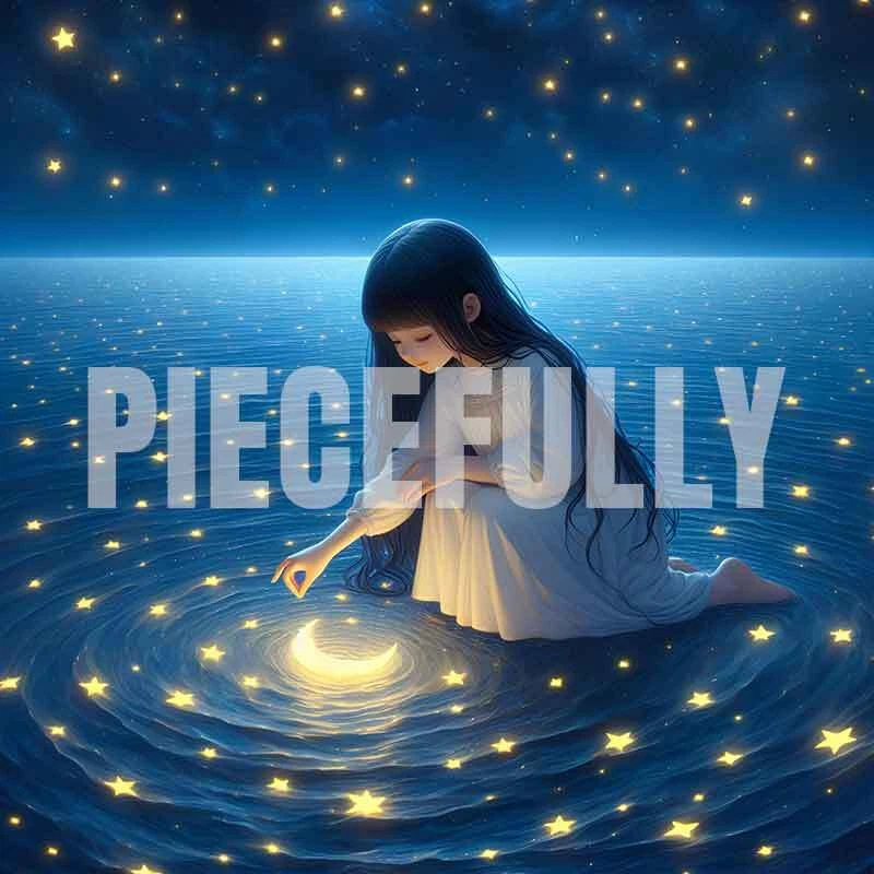 The Girl and Her Moon #035 AI Digital Art Image w/ Abstract Riddle Philosophy - Image 1 of 1