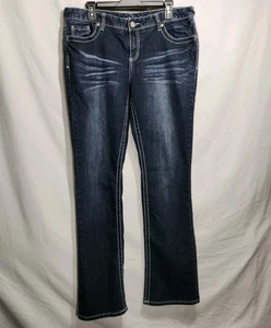 Maurices Womens Bootcut Jeans Embellished Pockets Size 11/12 Long Blue Denim - Picture 1 of 9