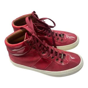  Jimmy Choo Red High Tops Sneaker Trainer Shoe Patent Suede Casual Dressy Size40 - Picture 1 of 10