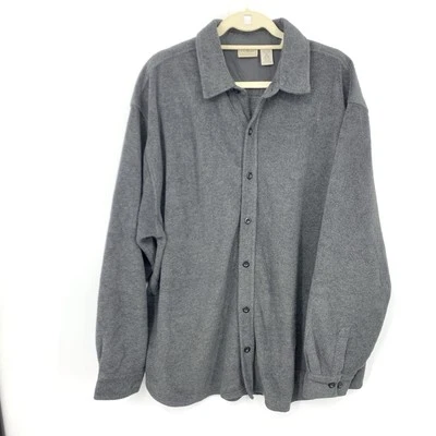 LL Bean Men Size XL Shirt Button Down Top Gray Fleece Vintage - Image 1 of 4