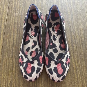Rothy's The Flat Big Red Cat Animal Print Round Toe Flats Retired Women Size 7.5 - Picture 1 of 7