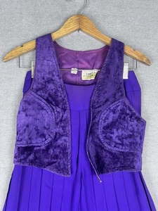 Vintage 60s 70s Purple Two Piece Set Boho Hippie Outfit One Size - Picture 1 of 14