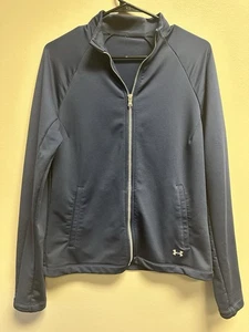 Women’s Under Armor Full Zip Jacket Medium Navy Blue With Silver Zipper - Picture 1 of 4