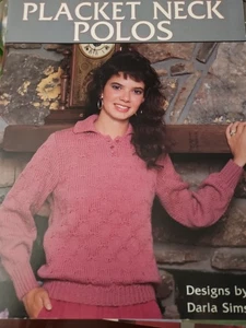 Leisure Arts Placket Neck Polo Knitting Pattern Leaflet 535  - Picture 1 of 2