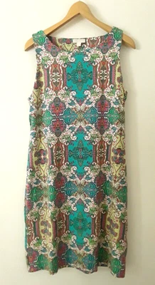 Vestido Vaina Charter Club Paisley Para Mujer L - Sin Mangas Elastizado Estampado Boho Foto 1 de 4