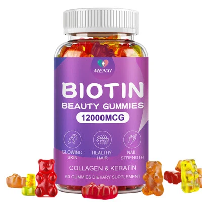 Gomitas de biotina Vitamatic 12000 Mcg para cabello más fuerte piel uñas veganas 60ct Foto 1 de 4