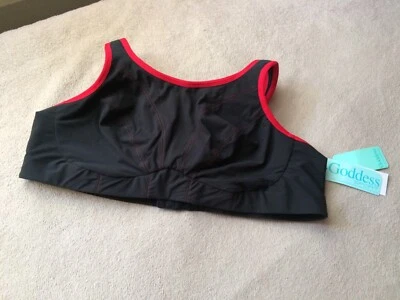 Sujetador deportivo Goddess 44D negro rojo malla copa suave ancho debajo de la banda estilo 6910 nuevo con etiquetas Foto 1 de 4